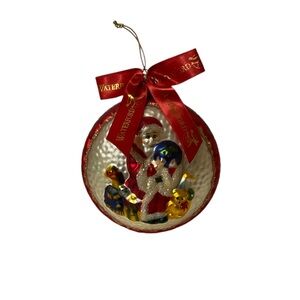 Waterford Santa Holding A Globe With Toys Christmas Glass Ornament Holiday